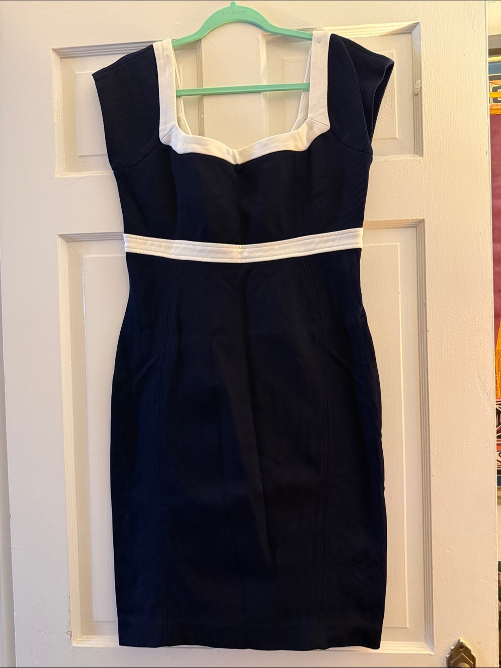 Diane Von Furstenberg Navy Dress with White Trim